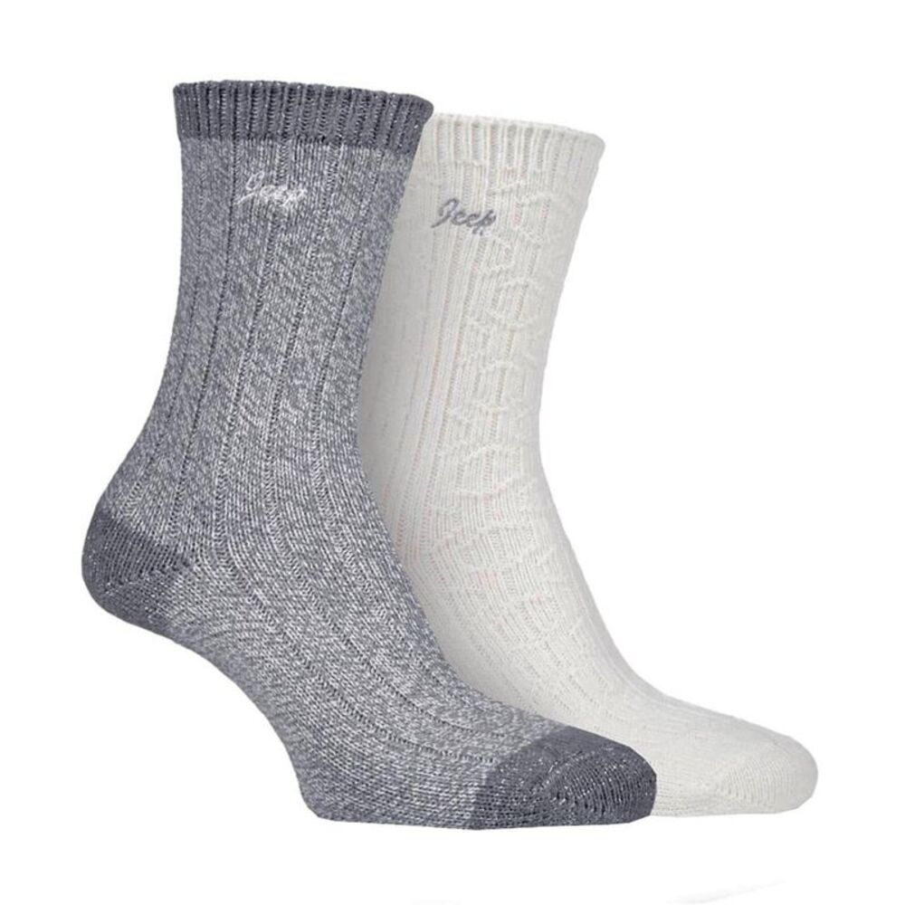 Jeep Womens/Ladies Supersoft Boot Socks (Pack of 2) / Slate/Gray